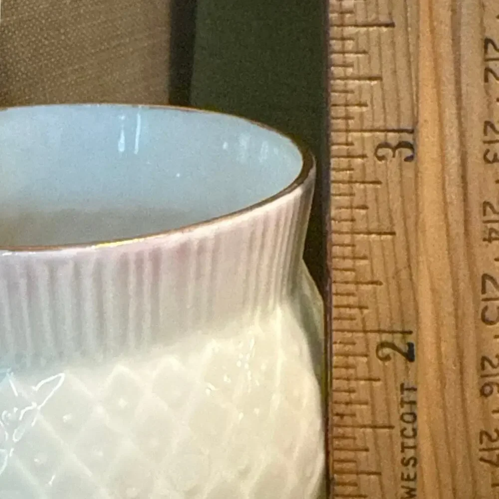 Belleek Mini Vase • Thistle Motif • 2001 • Gold “m” • 2.75”